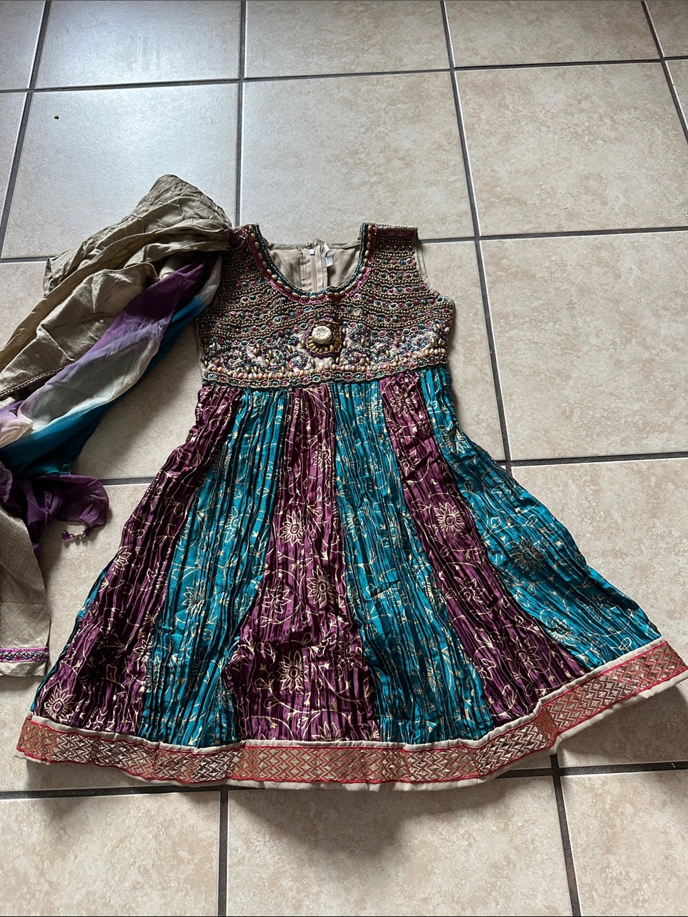 3-Piece Kids South Asian Anarkali Frock Dress Set Size 22 (3T/4T)